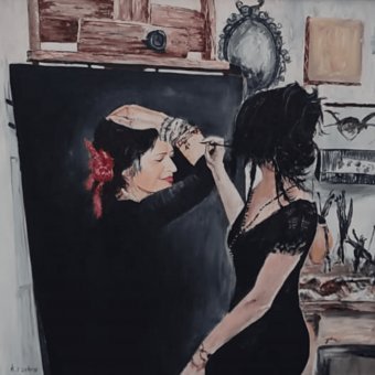 Painting "There is only me inside me" by painter Zehra Atici oil canvas at Jose Art Gallery