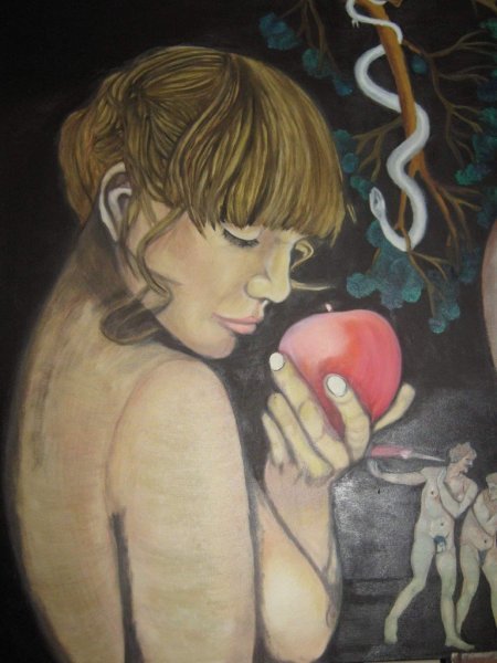 Additional view 2: Figurative Portrait Painting THE ORIGINAL SIN by painter APA oil canvas 