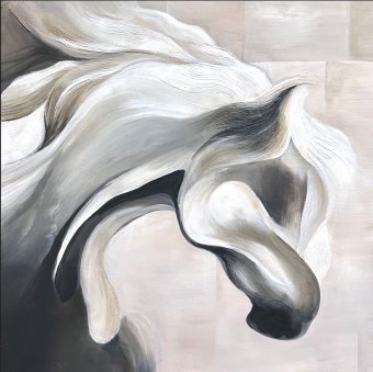 Elegantes Pferd: Abstrakte Schönheit in Grau und Beige