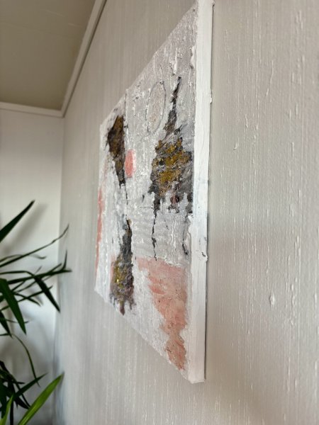 Additional view 2: Abstract Interior Painting Textured Gold White by painter Katrina acrylic plaster 