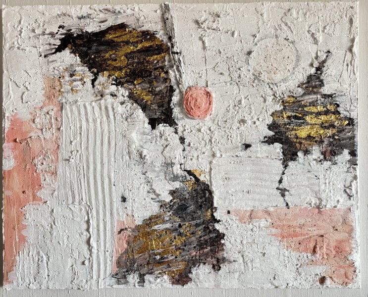 Additional view 3: Abstract Interior Painting Textured Gold White by painter Katrina acrylic plaster 