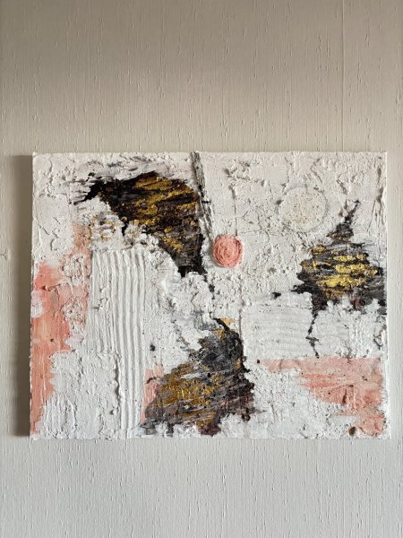 Additional view 4: Abstract Interior Painting Textured Gold White by painter Katrina acrylic plaster 