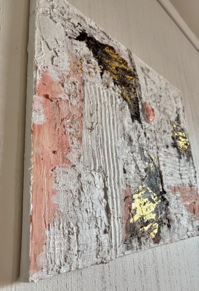 Additional view 5: Abstract Interior Painting Textured Gold White by painter Katrina acrylic plaster 