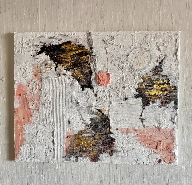 Additional view 6: Abstract Interior Painting Textured Gold White by painter Katrina acrylic plaster 