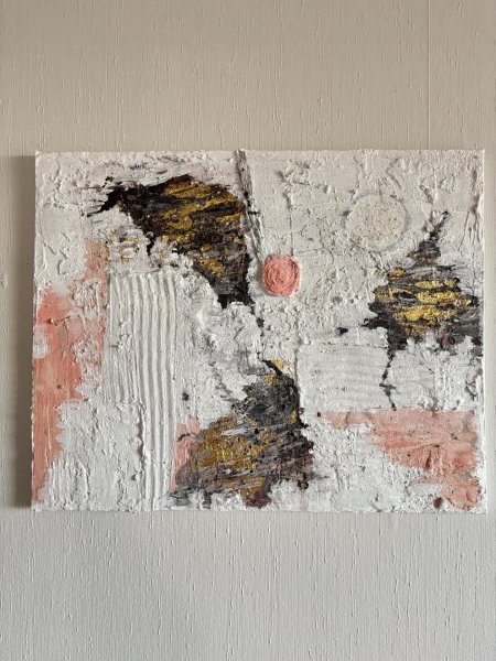 Additional view 7: Abstract Interior Painting Textured Gold White by painter Katrina acrylic plaster 
