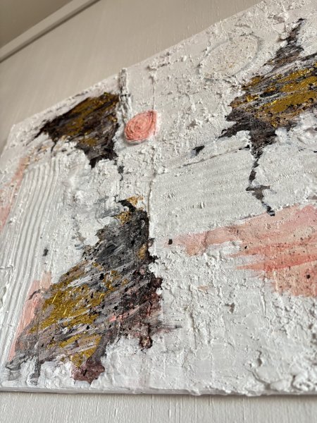 Additional view 8: Abstract Interior Painting Textured Gold White by painter Katrina acrylic plaster 