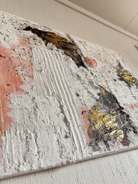 Additional view 9: Abstract Interior Painting Textured Gold White by painter Katrina acrylic plaster 