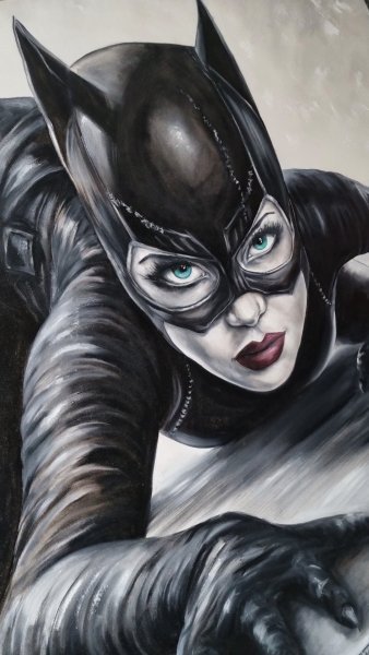 Imagen adicional 1: Abstraccionismo Retrato Pintura "Alma libre Catwoman", pintor Natalya Bazilyuk óleo lienzo 