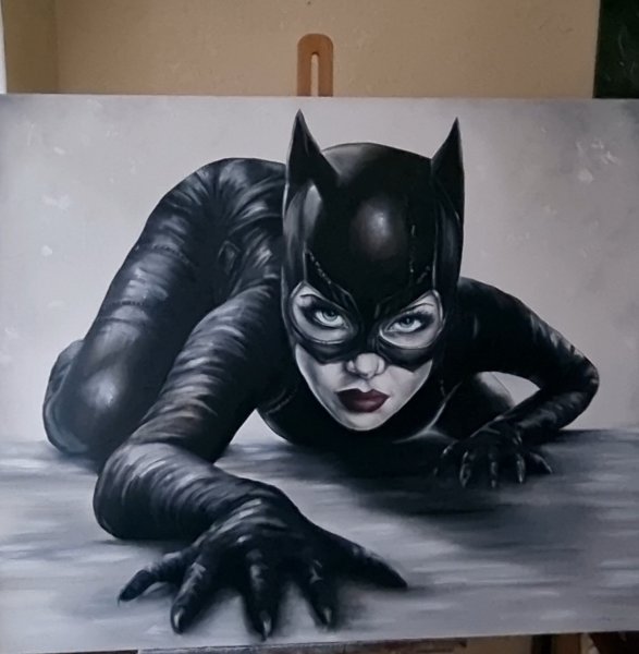 Imagen adicional 4: Abstraccionismo Retrato Pintura "Alma libre Catwoman", pintor Natalya Bazilyuk óleo lienzo 