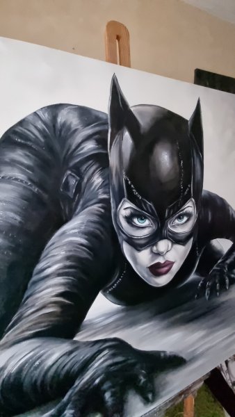 Imagen adicional 5: Abstraccionismo Retrato Pintura "Alma libre Catwoman", pintor Natalya Bazilyuk óleo lienzo 
