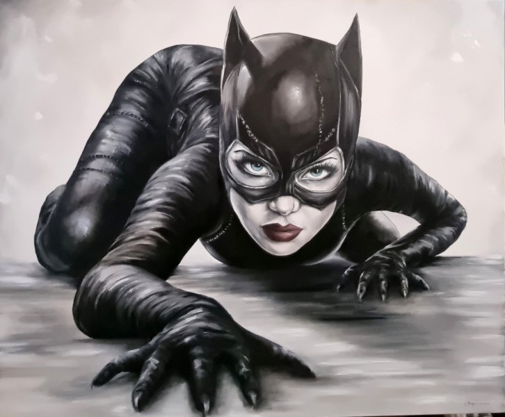 Imagen adicional 6: Abstraccionismo Retrato Pintura "Alma libre Catwoman", pintor Natalya Bazilyuk óleo lienzo 
