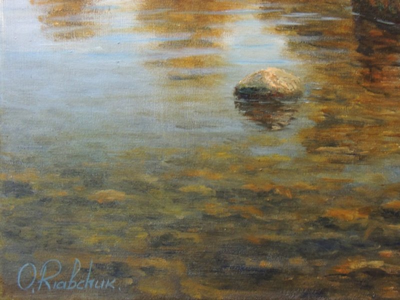 Immagine aggiuntiva 7: Fotorealismo Paesaggio Pittura "Pietre opache: riflessi invernali silenziosi", pittore Oleg Riabchuk olio tela 