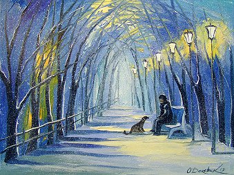 Painting "Зимний вечер" | Artist Olha Darchuk | Jose Art Gallery