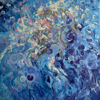 Peinture "Cascade de fleurs : magie des couleurs", peintre Olga Markova acrylique toile à la Jose Art Gallery