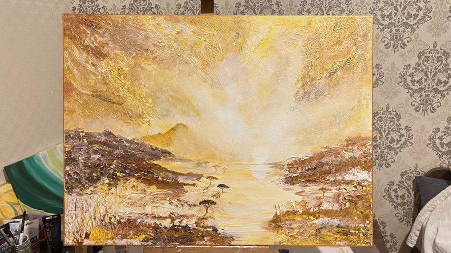 Additional view 1: Abstract Interior Drawing Voice of the Desert by illustrator Asiya Ray acrylic canvas 