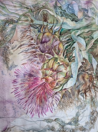 Painting "Watercolor Burdock" by painter Marina Bura watercolor paper at Jose Art Gallery
