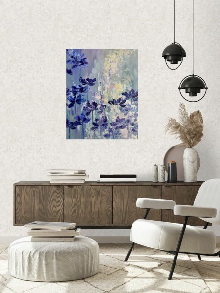 Blue and Purple Flowers Painting by Olga Markova