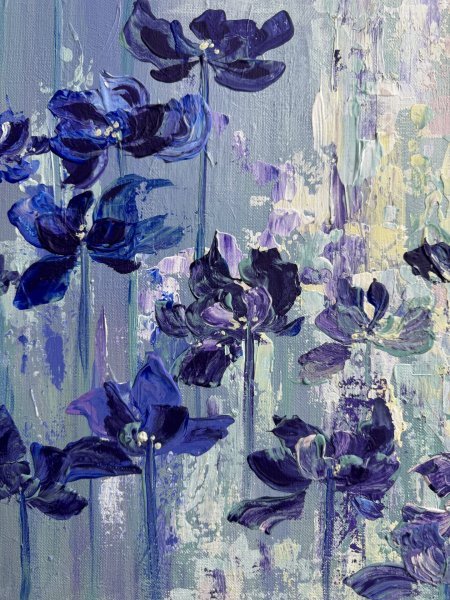 Blue and Purple Flowers Painting by Olga Markova