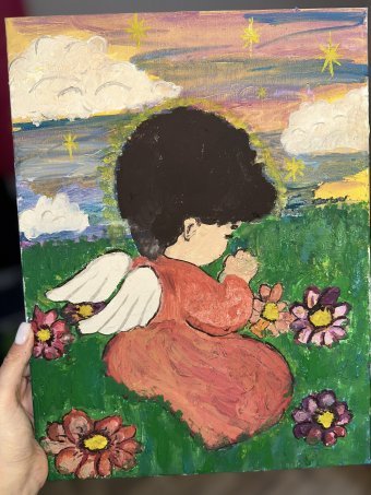 Pittura "Bene e speranza", pittore Yana Petrova acquerello tela alla Jose Art Gallery