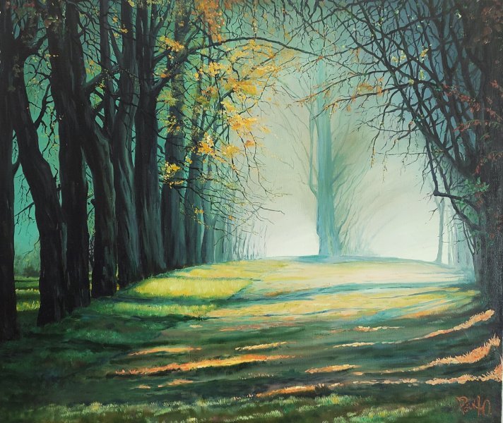 Forest Silence: Autumn and Contemplation Painting by Yurii Roik