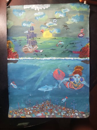 Painting "Caribbean Seas Adventure 2024" by painter Pakmillz watercolor wood at Jose Art Gallery