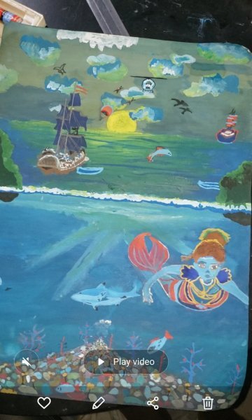Additional view 8: Figurative Marine Art Painting Caribbean Seas Adventure 2024 by painter Pakmillz watercolor wood 
