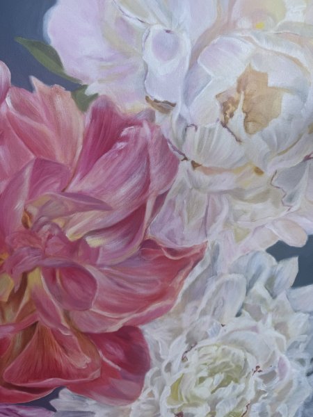 Image supplémentaire 4: Beaux-arts Floral Graphique "Le mélange de pivoines", illustrateur Lela Karamanishvili huile toile 