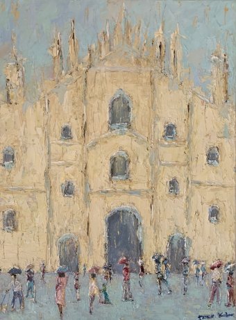 Gotas de lluvia en la catedral de Milán