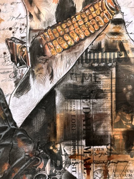 Additional view 1: Street Art Portrait Drawing Dalmatian Dog Vintage Collage by illustrator Julia Shilo mixed method paper 