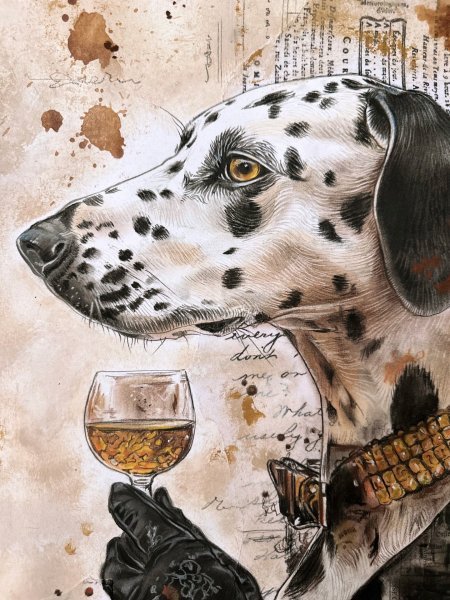 Additional view 4: Street Art Portrait Drawing Dalmatian Dog Vintage Collage by illustrator Julia Shilo mixed method paper 