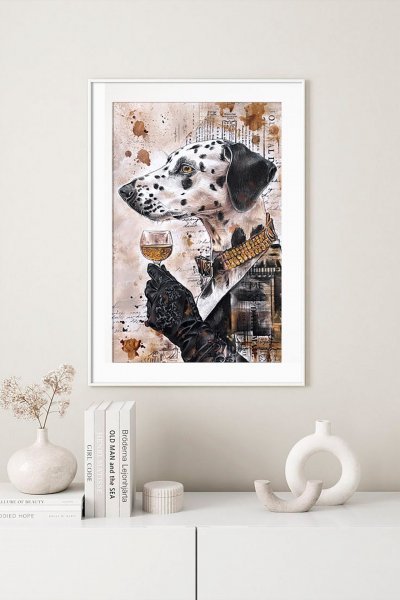 Additional view 5: Street Art Portrait Drawing Dalmatian Dog Vintage Collage by illustrator Julia Shilo mixed method paper 
