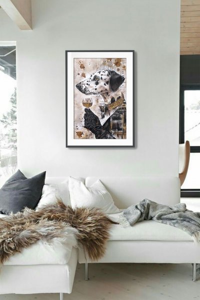 Additional view 6: Street Art Portrait Drawing Dalmatian Dog Vintage Collage by illustrator Julia Shilo mixed method paper 