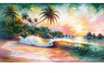 PUESTA DEL SOL EN UNA ISLA TROPICAL.