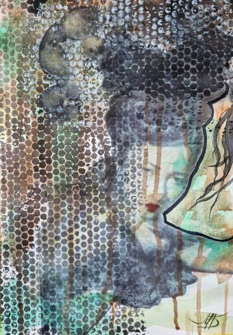 Painting "Watercolor, collage" by painter Marina Bura watercolor paper at Jose Art Gallery