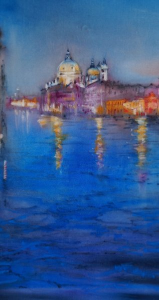 Additional view 3: Impressionism Marine Art Painting Luci della Notte by painter Davide Rodoquino ink canvas 