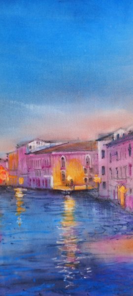 Additional view 5: Impressionism Marine Art Painting Luci della Notte by painter Davide Rodoquino ink canvas 