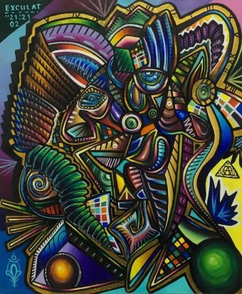 Painting "Openwork Graphics: Retro Surrealism" by painter Exculat acrylic wood at Jose Art Gallery