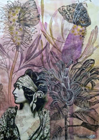 Painting "Watercolor, collage Tiffany" by painter Marina Bura watercolor paper at Jose Art Gallery