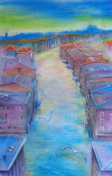 Additional view 1: Impressionism Marine Art Painting Fantasy in Blue by painter Davide Rodoquino ink canvas 