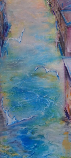 Additional view 6: Impressionism Marine Art Painting Fantasy in Blue by painter Davide Rodoquino ink canvas 