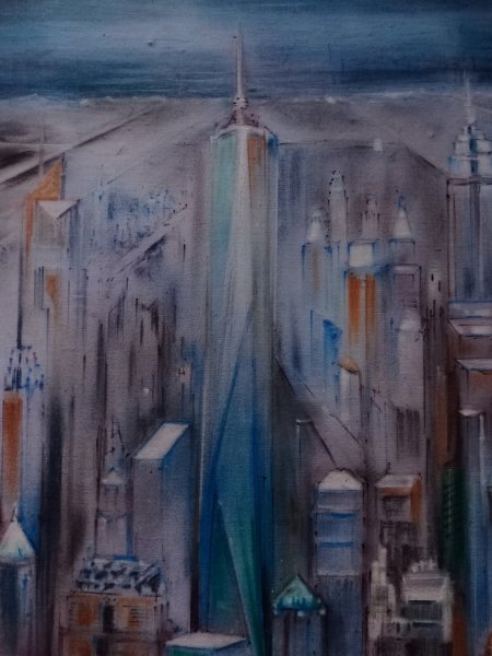 Immagine aggiuntiva 1: Impressionismo Paesaggio urbano Pittura "Blu Solitario chiaro di luna", pittore Davide Rodoquino inchiostro tela 