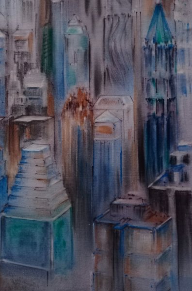 Immagine aggiuntiva 3: Impressionismo Paesaggio urbano Pittura "Blu Solitario chiaro di luna", pittore Davide Rodoquino inchiostro tela 