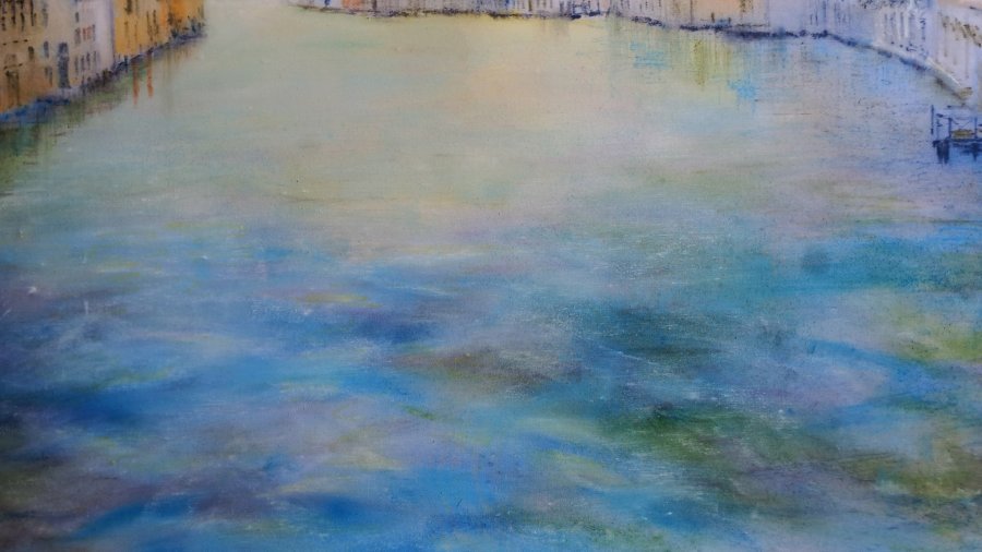 Additional view 5: Impressionism Marine Art Painting Golden light on the canal by painter Davide Rodoquino ink canvas 
