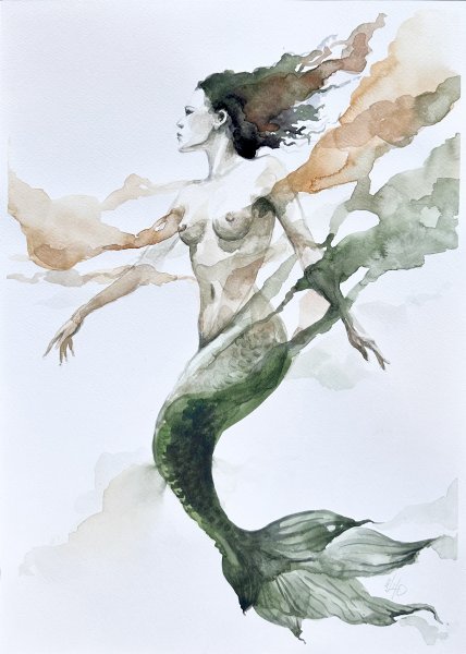 Ethereal Ocean Myths: Mermaid Art Painting by Julia Shilo