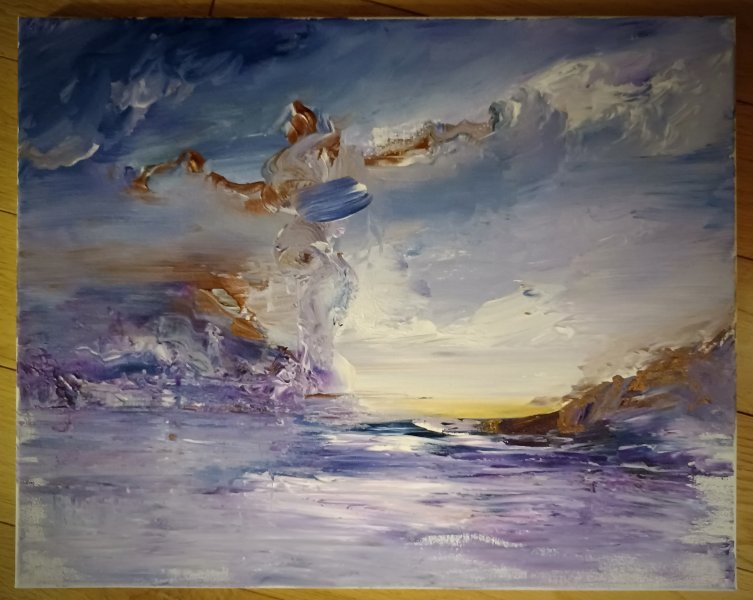 Abstract Marine Art Painting 'Expr.-897' by painter Natalia Arkhipenko acrylic canvas 