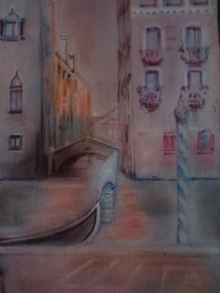 Additional view 1: Impressionism Interior Painting Shades of Venice by painter Davide Rodoquino ink canvas 