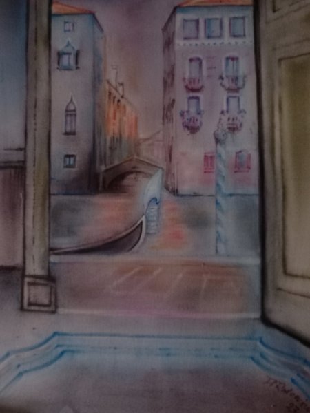 Additional view 3: Impressionism Interior Painting Shades of Venice by painter Davide Rodoquino ink canvas 