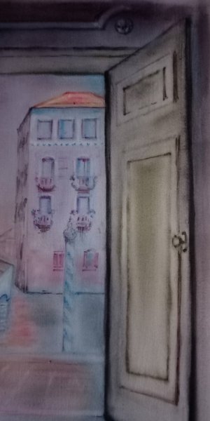 Additional view 4: Impressionism Interior Painting Shades of Venice by painter Davide Rodoquino ink canvas 