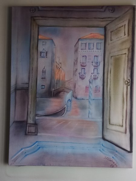 Additional view 7: Impressionism Interior Painting Shades of Venice by painter Davide Rodoquino ink canvas 