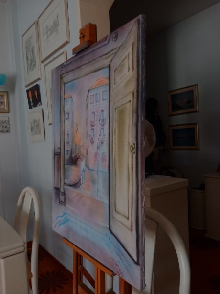 Additional view 8: Impressionism Interior Painting Shades of Venice by painter Davide Rodoquino ink canvas 